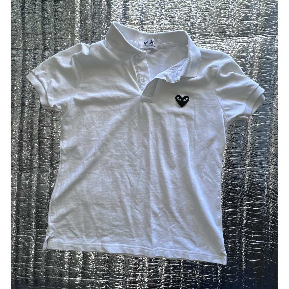 PLAY Comme des Garçons Heart Logo Polo Shirt White XL Women's Cotton